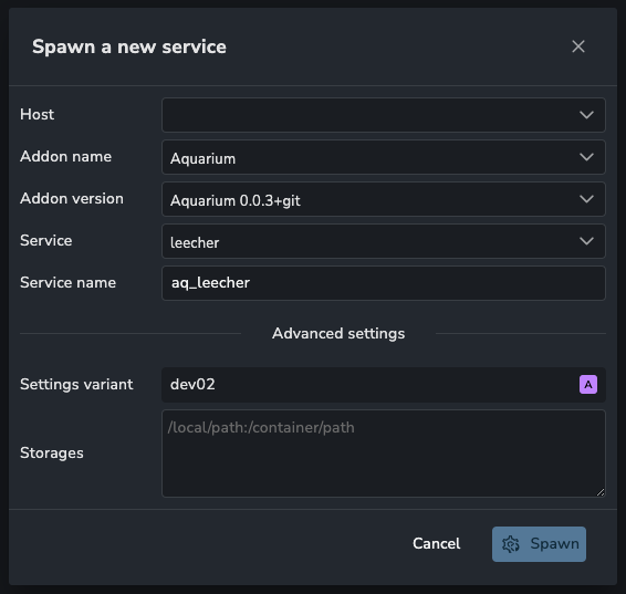 Spawn new service