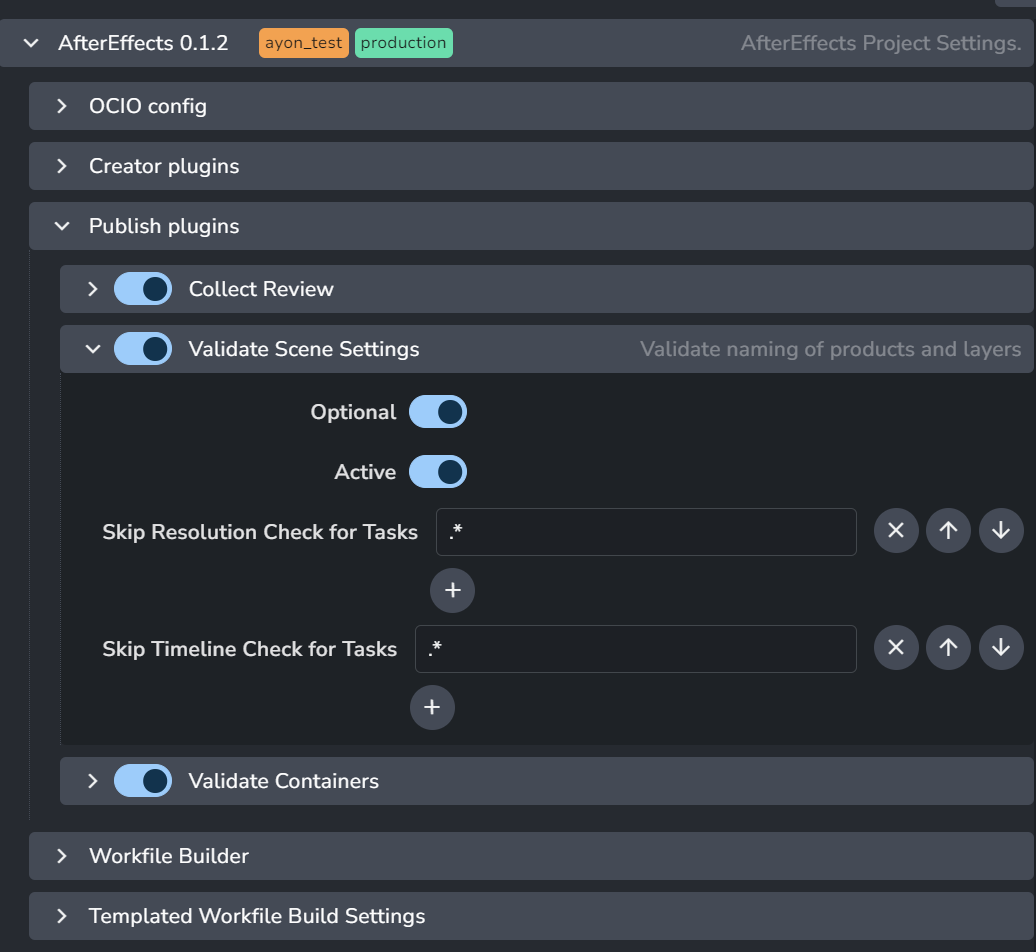 AfterEffects Project Settings