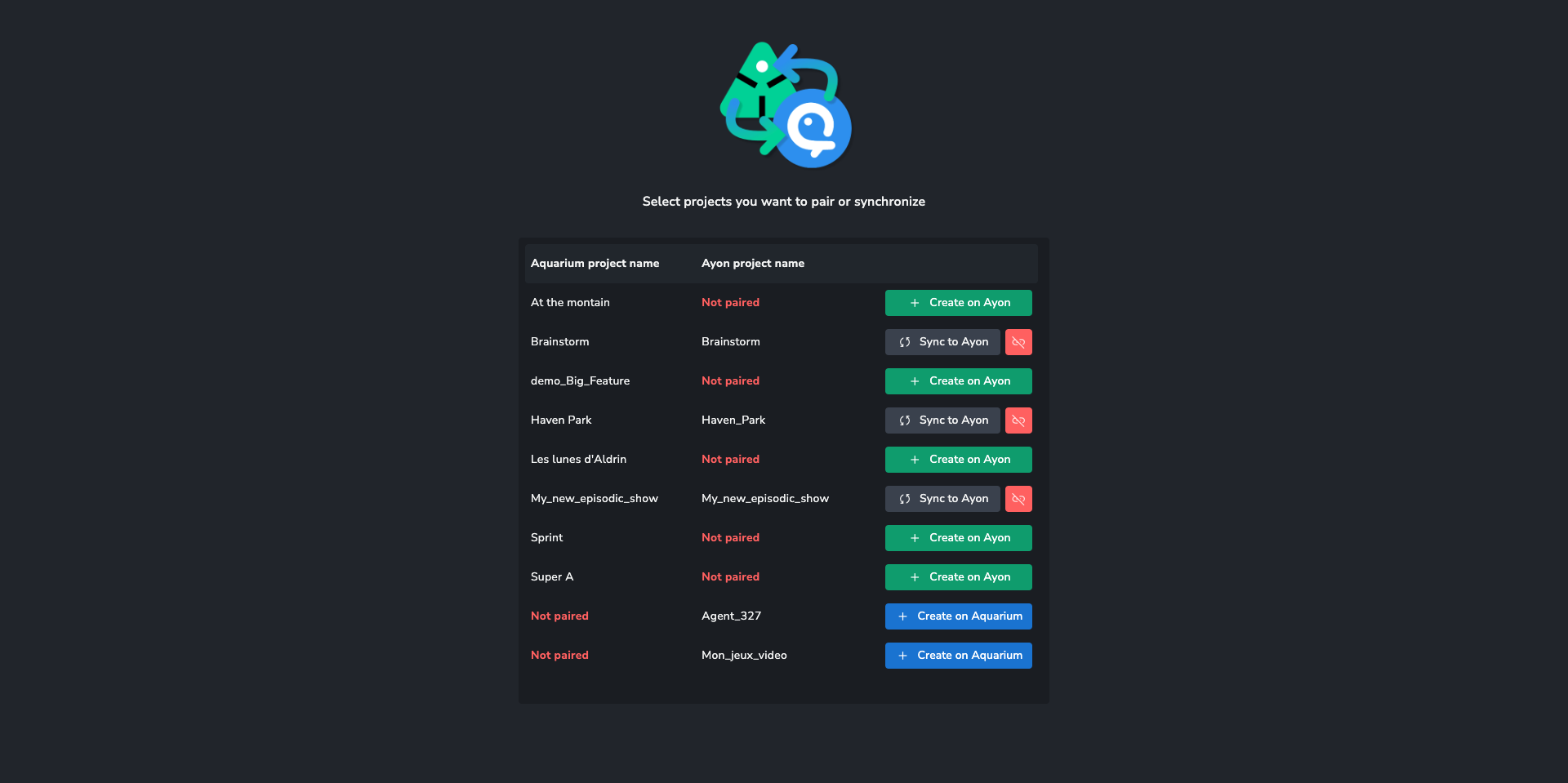 Aquarium sync interface