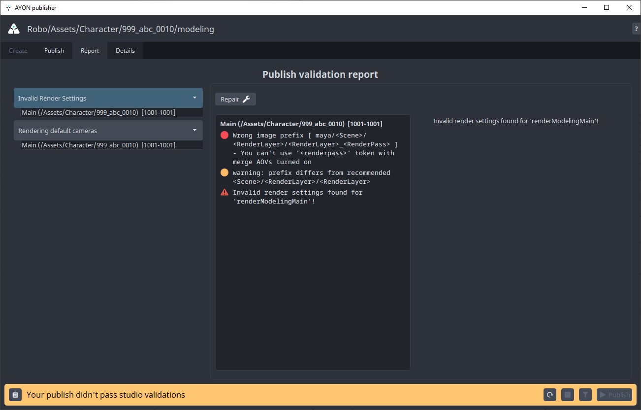 Maya - Render Publish errors 1
