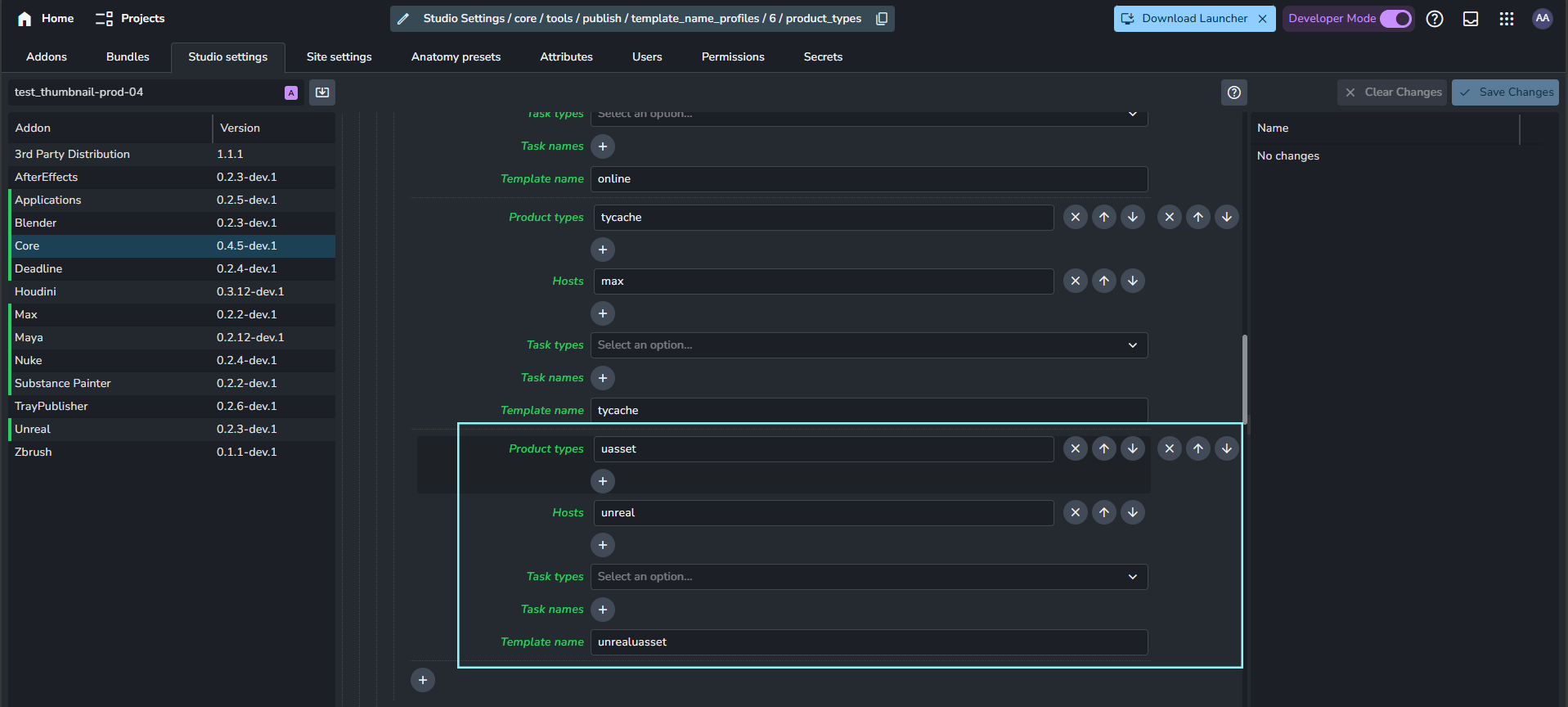 Unreal AYON UAsset Template Profiles